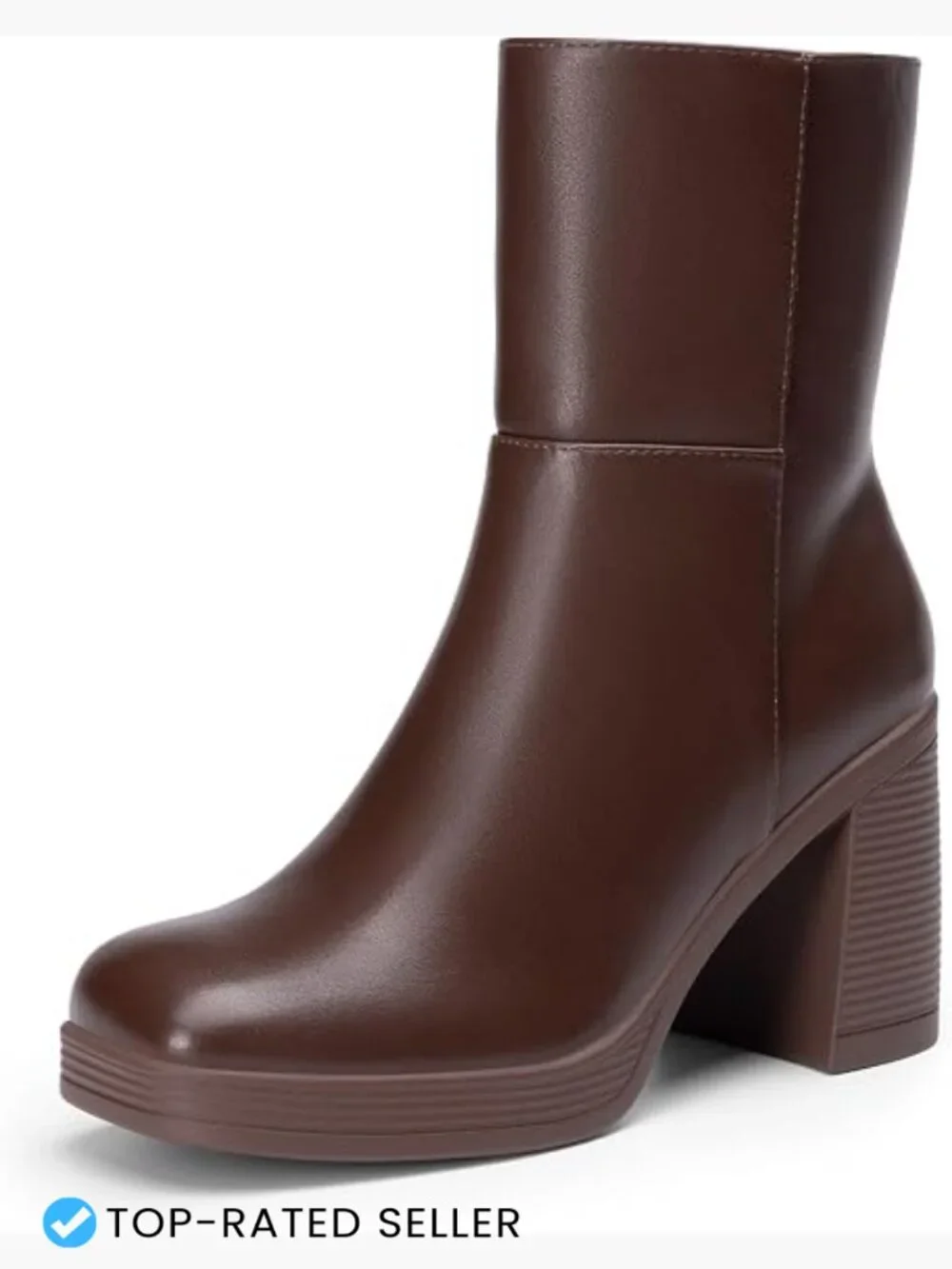 Platform Gogo Ankle Boots Chunky High Heels Square Toe Comfort Party Dress Side